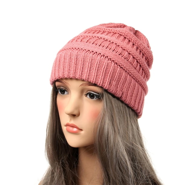 Sombreros de invierno para mujer, sin ala, de punto, informales, gruesos, suaves, a la moda, cálidos, unisex, de poliéster.