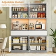 thumbnail image 6 of Homfa 8-Door Pantry Cabinet with 2 Drawers, LED Hutch Cabinet Adjustable Shelves for Kitchen Dinning Room, White & Gray, 6 of 7