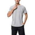 thumbnail image 2 of Attraco Men's Rash Guard Solid Short Sleeve Rash Guard UPF 53+ Swimwear Quick Dry Swim Short Tops Gray, 2 of 6