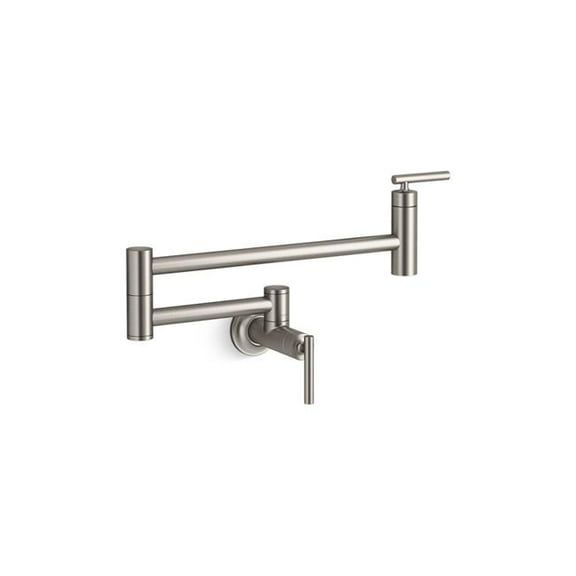 KOHLER 35745-VS Contemporary Style Wall-Mount Pot Filler, Kitchen Sink Pot Filler Faucets, Vibrant Stainless
