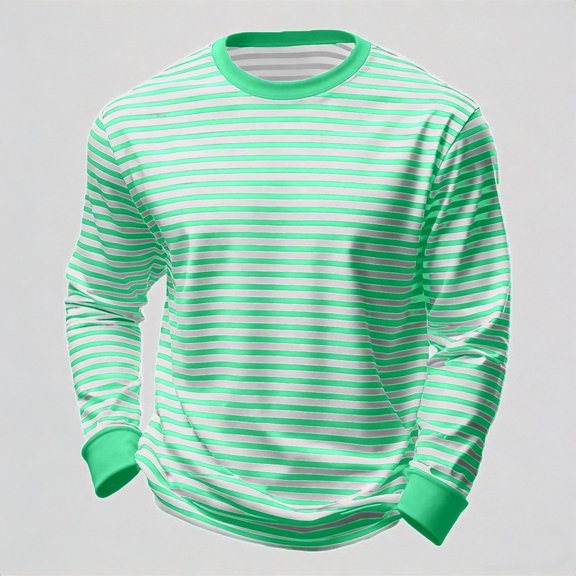 Krdevn Women's Striped Crew Neck Long Sleeve Tee Soft Breathable Casual Daily Wear Top,XL