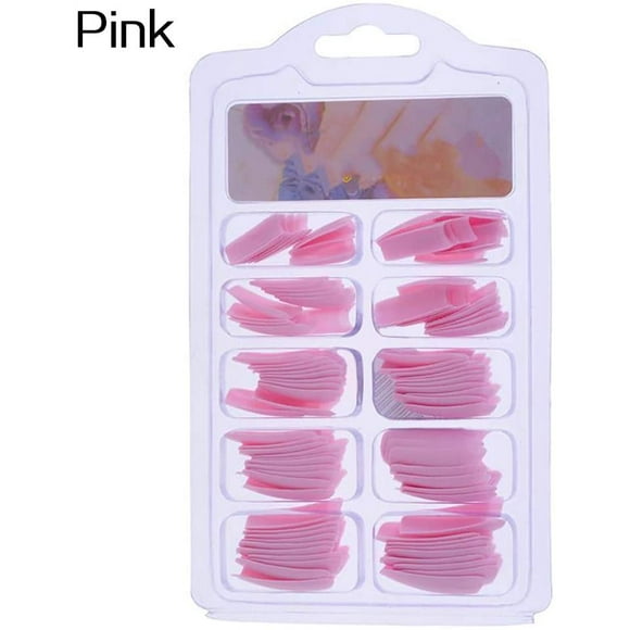 100Pcs French False Nail Tips Nail Art Accessories Colored DIY Tool Acrylic Gel Pink