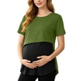 thumbnail image 2 of Gytharion Breastfeeding Pregnancy T-shirts for Women Crewneck Short Sleeve Maternity Blouse Color-bloking Comfortable Nursing Tops, 2 of 6