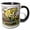 Black/White, variant on 3drose, Funny Cute Yellow Labrador Dog Dog Playing with Model Train Set, 15oz Two-tone Yellow Mug