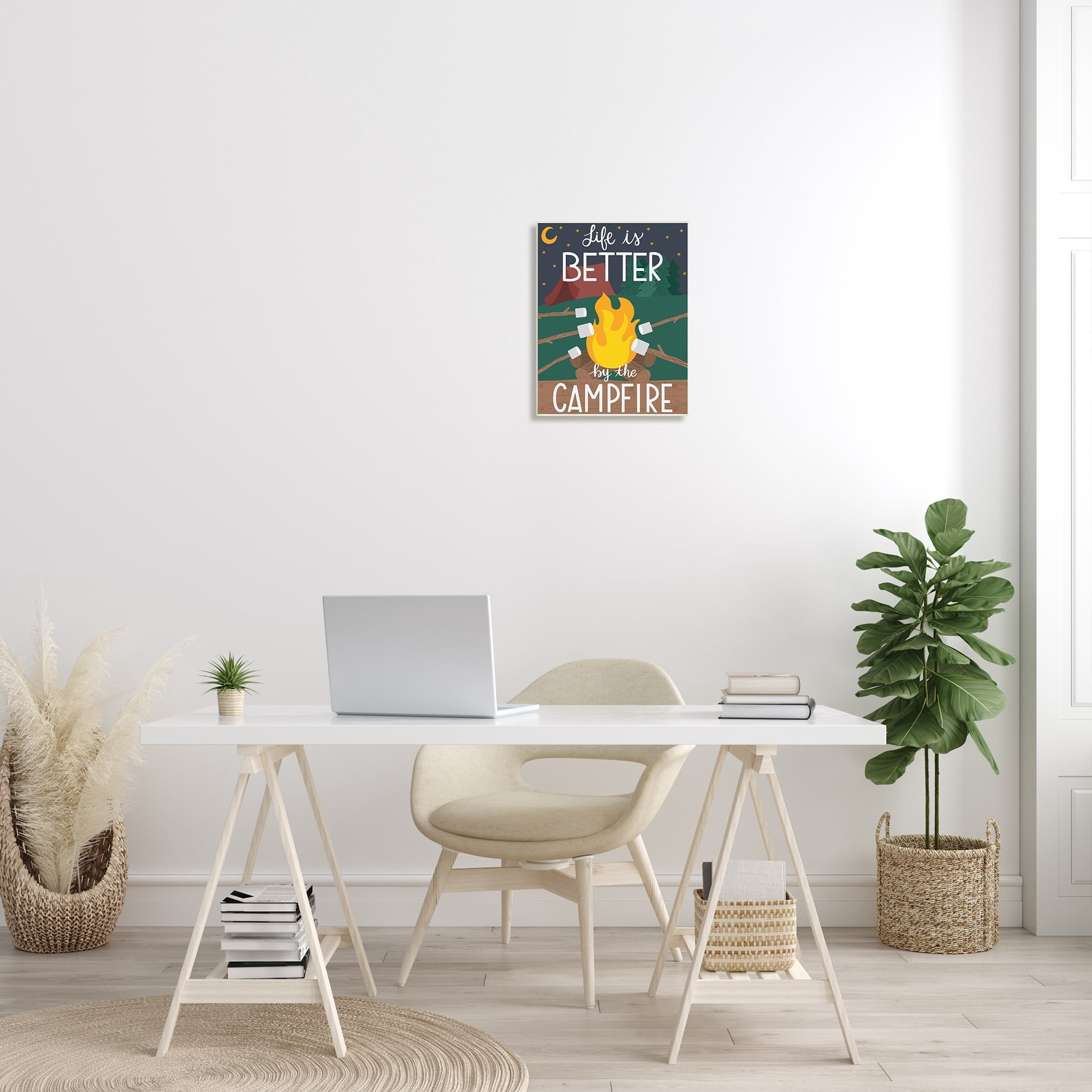 Stupell Industries Life's Better by Campfire Phrase Outdoor Summer Adventure Typography Painting Unframed Art Print Wall Art, 13 x 19