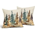 thumbnail image 2 of Burnt Orange Green Forest Pillow Covers 18X18 Inch Watercolor Fall Tree Decorative Pillow Cases Set of 2 Rustic Autumn Nature Cotton Linen Throw Pillows Home Decor For Sofa Couch Cushion Outdoor, 2 of 6