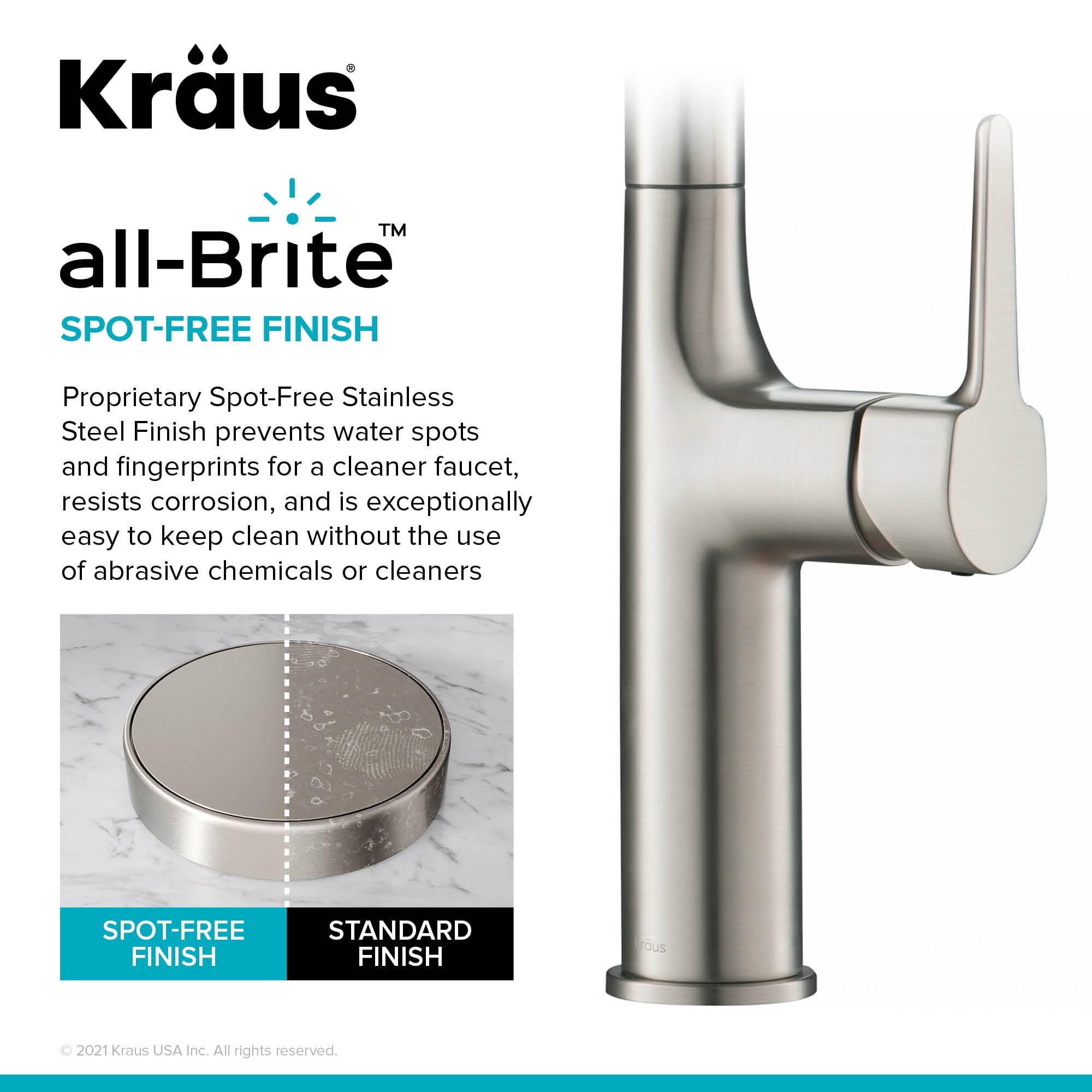 Kraus Oletto Tall Modern Pull-Down Single Handle Kitchen Faucet in Spot Free Stainless Steel