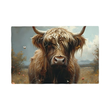 

Placemats Set of 4 Grassland Sunflower Cow Place mats for Dining Table Indoor/Outdoor Cute Heat Resistant Washable Table Mats(18 x 12 )