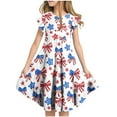thumbnail image 2 of Delliss Girl's Casual Dress Summer Crew Neck Flying Sleeve Print Sundress for Kids 6-15 Years, 2 of 7