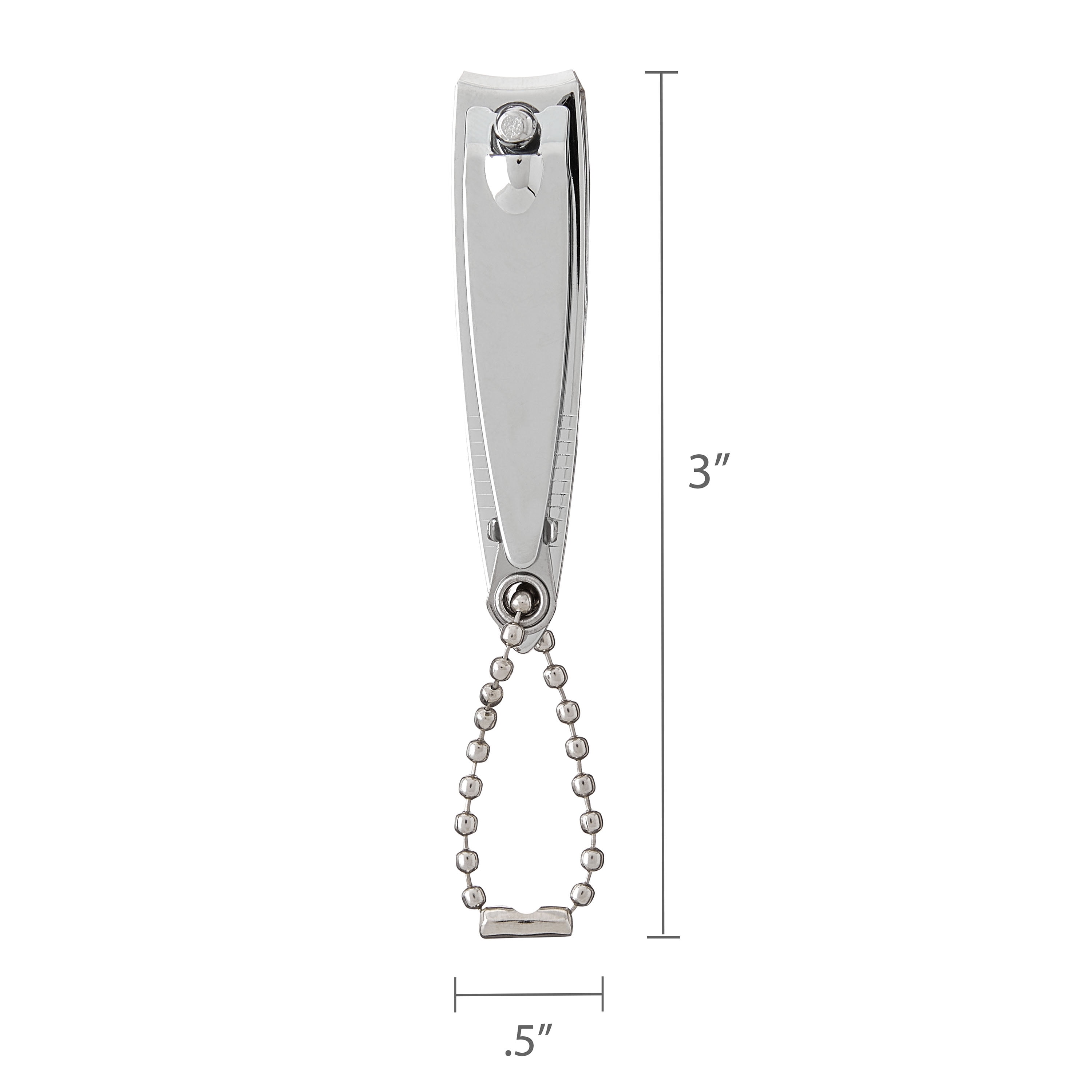 (6 pack) Equate Stainless Steel Curved Fingernail Clipper with File and Chain, 1 Count
