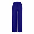 thumbnail image 6 of Jinhomg Womens Casual Linen Pants Loose Fit Comfy Wide Leg Palazzo Pants Baggy Elastic Drawstring Waist Lounge Pants Summer Flowy Beach Pants Winter Saving Blue S, 6 of 8