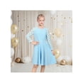 thumbnail image 4 of Sunny Fashion Girls Dress Blue Long Sleeve Lace Trimmed Waffle Knit Flared Casual Daily Outfit 12 Years, 4 of 7
