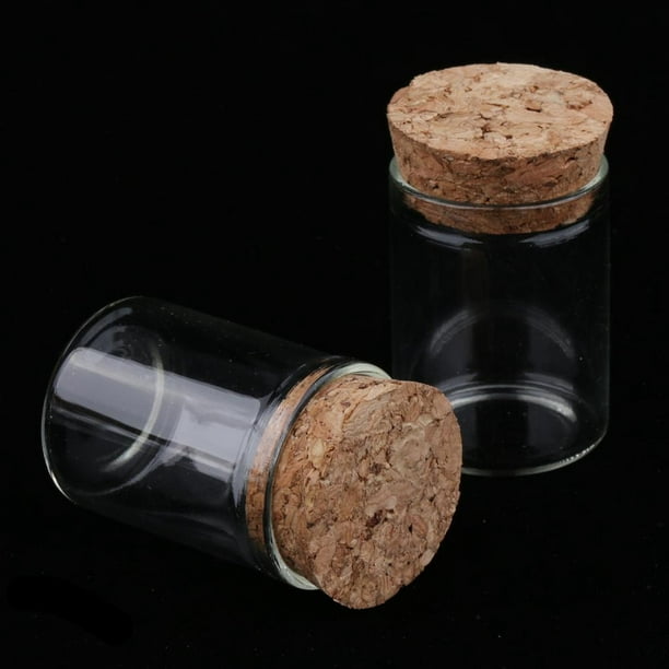 Mini-bouteilles en verre, 14 x 14 x 24 mm, avec bouchon en liège