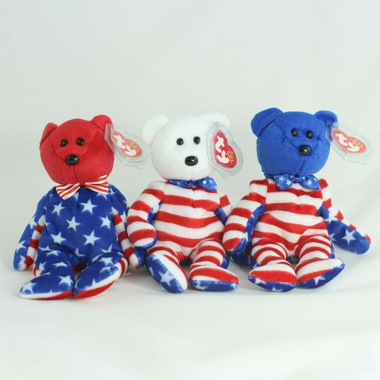 Ty Beanie Babies LIBERTY Bears Set of all 3 Red White Blue
