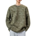 thumbnail image 1 of Sudadera sin capucha para hombre, estilo casual, a la moda, con cuello redondo, holgada, de gamuza, con lazo, manga larga, para jóvenes, blusas activas, camisetas para hombre., 1 of 5