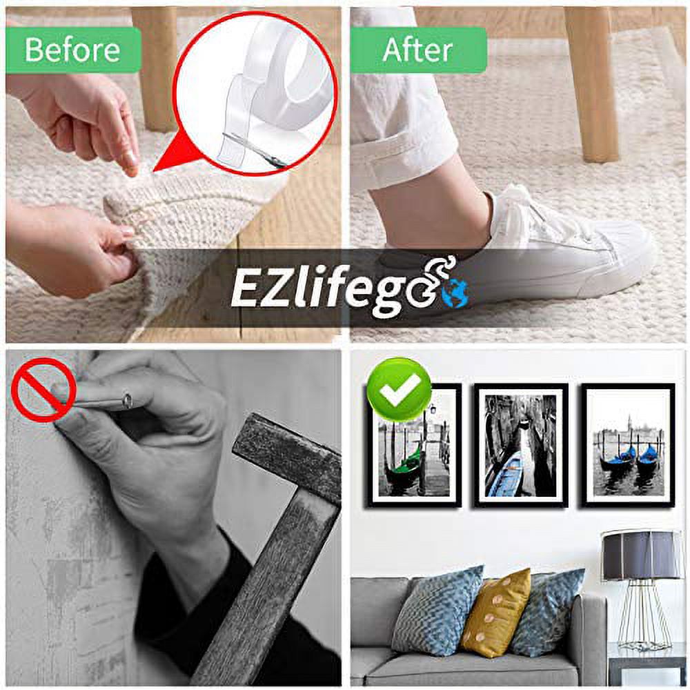 EZlifego Heavy Duty Double Sided Mounting Tapes, Transparent