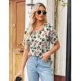 thumbnail image 3 of Zeagoo Womens Summer Top Casual V Neck Short Sleeve Floral Tee Shirts Ladies Tunic Tops for Legging, 3 of 6