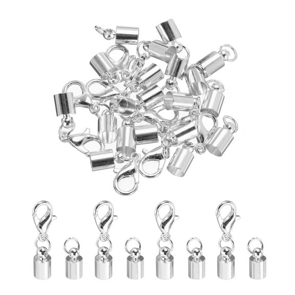 Uxcell 10Pcs Cord End Caps, 4.5mm End Caps Barrel Beads Kumihimo End Caps Iron for DIY Craft (Silver)