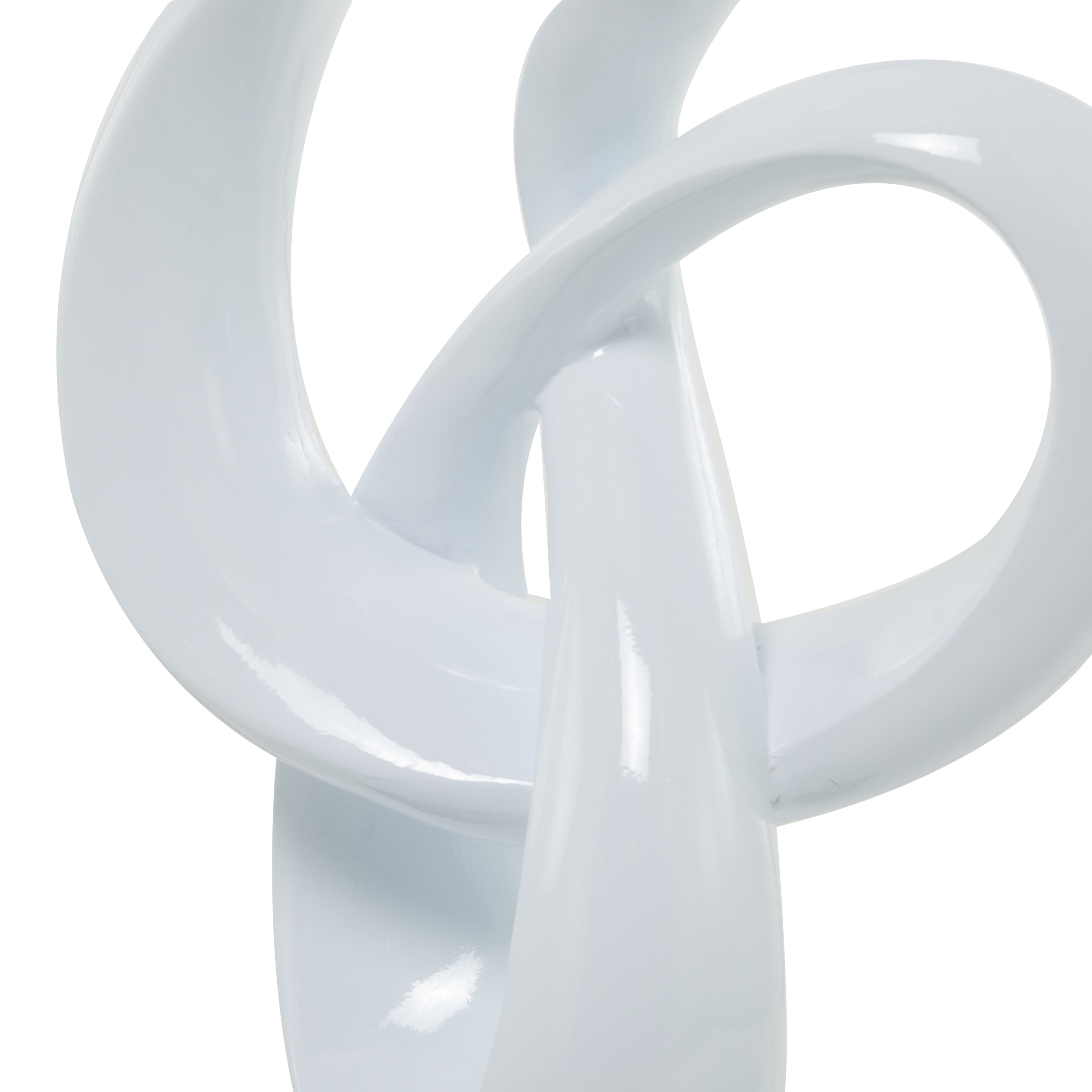 15" x 37" White Polystone Swirl Abstract Sculpture with Black Base, by DecMode