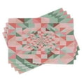 thumbnail image 1 of Ambesonne Retro Place Mats Set of 4, Geometry Shapes Pastel, Standard Size, Green Pink Coral, 1 of 6