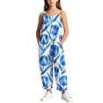 thumbnail image 6 of Taqqpue Girls Sleeveless Jumpsuit Spaghetti Strap Wide Leg Romper with Side Pockets Print Casual Summer Fall Outfit Clothes Oversize Long Trousers Pants for Girls Kids Size 5-16 Years, 6 of 8