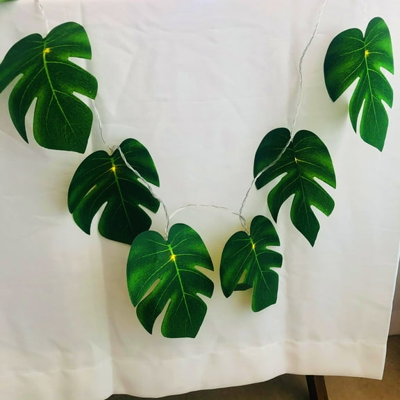 Artificial Monstera Leaf String Light,Hanging Tropical Palm Leaves Light for Hawaiian Luau Party Jungle Theme Beach Birthday Decoartion
