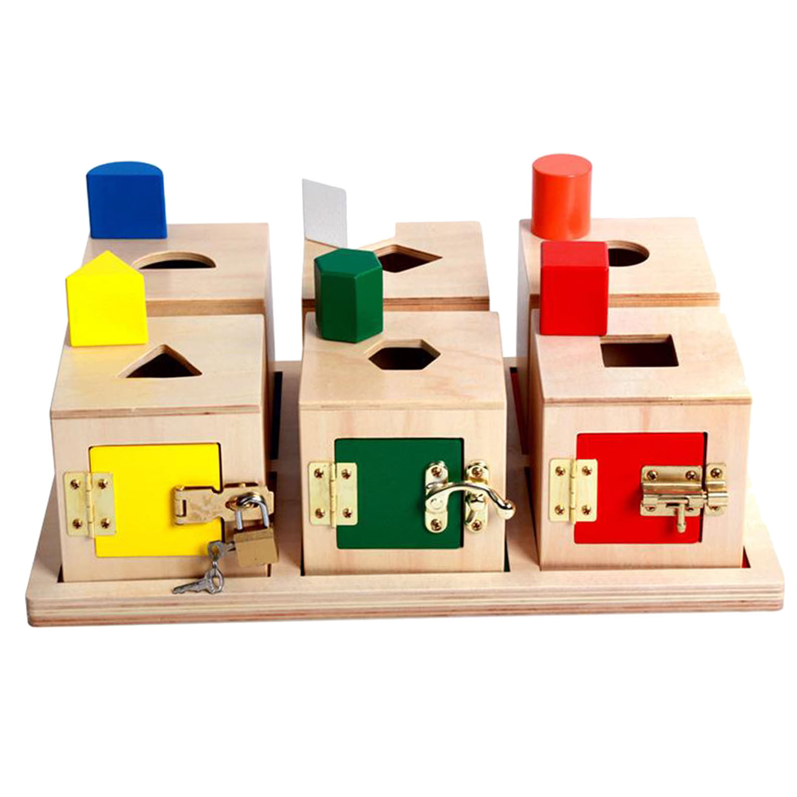 Locking Box & Cheese Maze Montessori Materials Kids Wooden Educational Toy
