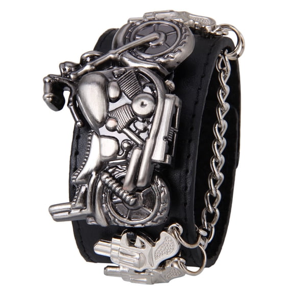 Herunwer Punk Chain Skull Women Men Bracelet Cuff Gothic Wrist Watch