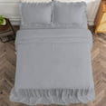 thumbnail image 4 of 4 Piece Long Ruffle Sheet Set, 30" Inch Long Ruffle On Corner Of The Flat Sheet, 15 Inch Deep Pocket, 100% Egyptian Cotton, 800 TC, King Size, Solid Silver, 4 of 9