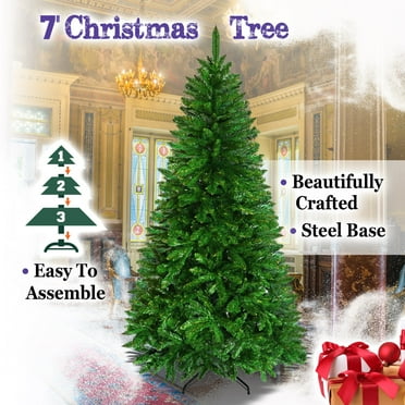 Sunny Artificial Christmas Tree 5/6/7/8ft w Metal Stand Xmas Slim Spruce Natural Decor (7')