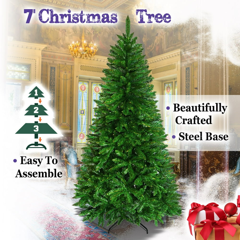 Strong Camel Artificial Christmas Tree 5/6/7/8ft w Metal Stand Xmas Slim Spruce Natural Decor (7