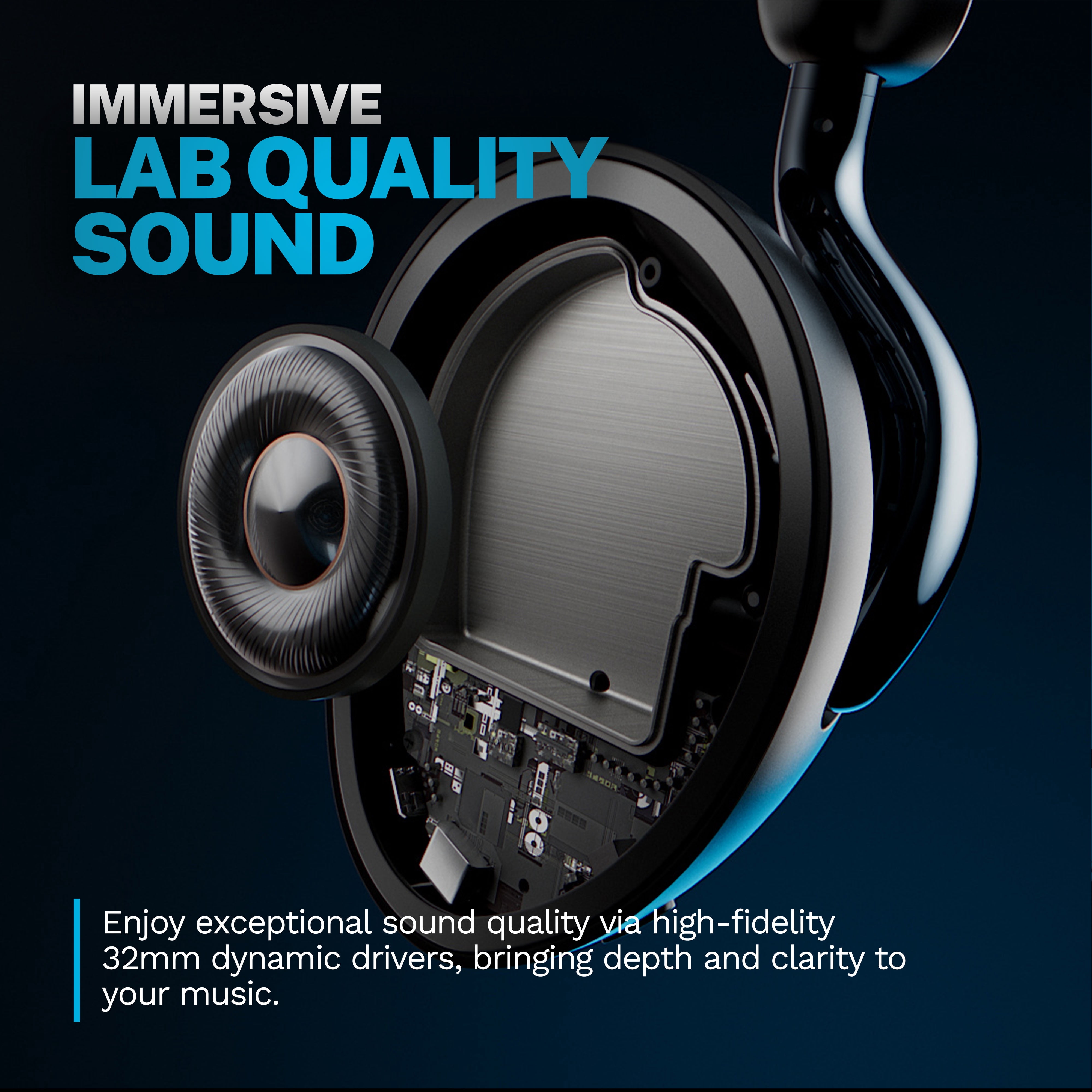 JLab Epic Lux Lab Edition ANC Headphones, 90+ Hour Playtime, Black