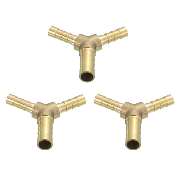 3 Pack Brass Hose Barb Fitting Y Shaped 3 Way Connector Coupler, 5/16"x1/4"x1/4" ID Brass Fitting Air Hose Fittings Reducer for Connecting Water Fuel Air, Oil Hoses