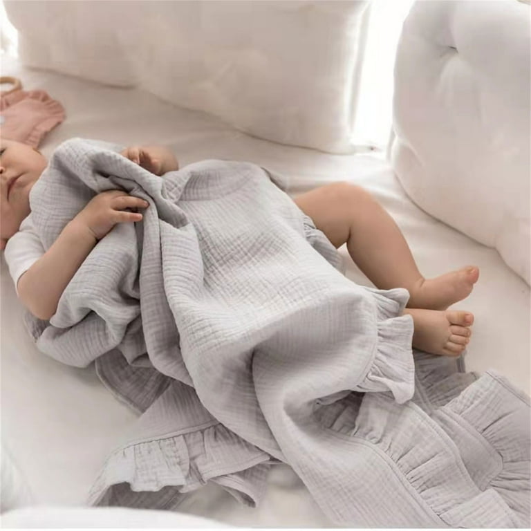 Newborn Muslin Cotton Swaddle Baby Fashion Ruffle Swaddle Wrap