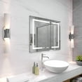 thumbnail image 3 of 36 in. W x 30 in. H Rectangular Silver Aluminum Recessed/Surface Mount Medicine Cabinet with Mirror LED and Clock, ACE, 3 of 10