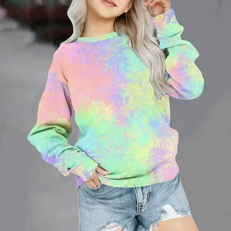 

Geire Children Girls Sweatshirt for Fall Winter Wear Printed Long Sleeve Crewneck Oversized Sweatshirt Kids Casual Pullover Tops for 1-12 Years