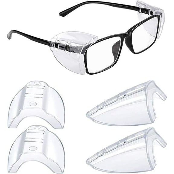 2Pcs Safety Glasses Side Shields for Prescription Glasses, Slip on Clear Eye Glasses, Fits Small to Large Eyeglasses