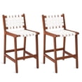 thumbnail image 3 of Dycanpo 24” Bar Stools Set of 2, Faux Leather Woven for Home Kitchen, White, 3 of 9