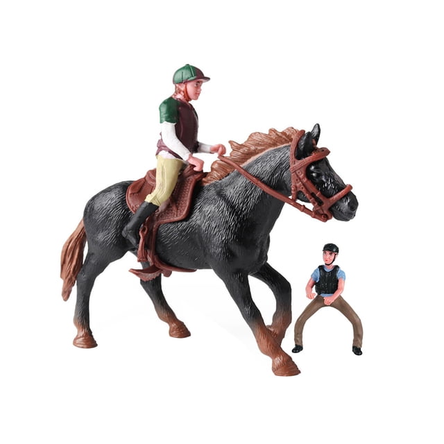 Milaget Figurine de Cheval avec Modèle de Cheval pour Garçon Fille Cadeaux de Fête 3+ Ans Noir Marron