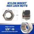 thumbnail image 2 of Tuercas de seguridad hexagonales con inserto de nailon, acero inoxidable 3/8-16, 2 of 7