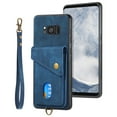 thumbnail image 4 of Nalacover for Samsung S8 Plus, Slim Case Wallet with Credit Card Holder, Back Flip Premium Leather Magnetic Clasp Kickstand Wirst Hand Strap Shockproof Cover for Samsung Galaxy S8 Plus,blue, 4 of 7