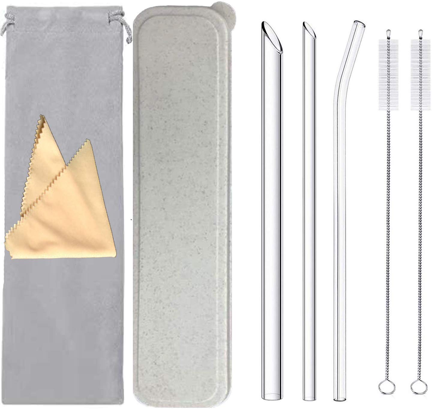 Glass Straws with Case,9' Extra Long Lead Free Borosilicate Drinking Glass Straws Set(Boba Straw