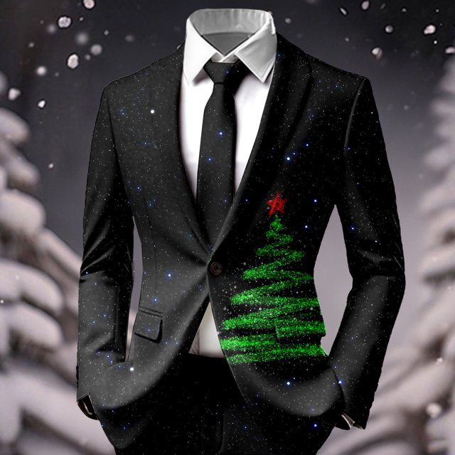 Print With Round Neck For Parties And Festive Events Men'S Blazers & Suit Jackets