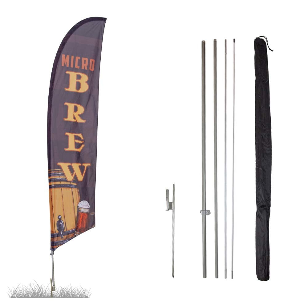 Microbrew Feather Flag Kits 13.5ft Flag Complete Pole Set with Ground