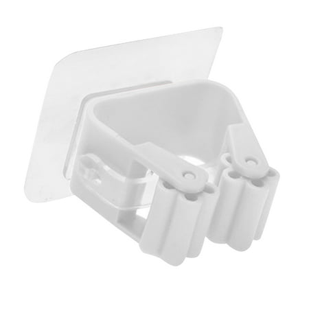 

Punch-free Mop Clip Bathroom Broom Hanger Multifunction Household Hole Free Mop Clip White