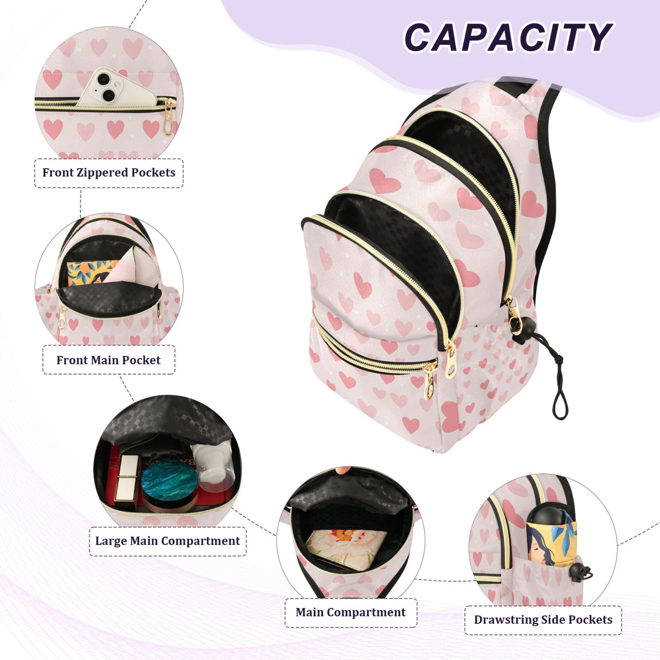 Crossbody Sling Bag for Women Shoulder Purse Trendy Daypack with Adjustable Strap Pink Love Heart