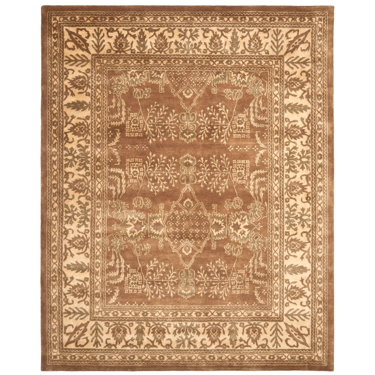 SAFAVIEH Bergama Tarah Oriental Wool Area Rug, Light Brown/Beige, 4' x 4' Round