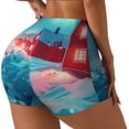 thumbnail image 2 of Kdxio Aurora Borealis Village Print Workout Shorts for Women Seamless Soft Smooth Gym Yoga Scrunch Active Shorts, 2 of 5