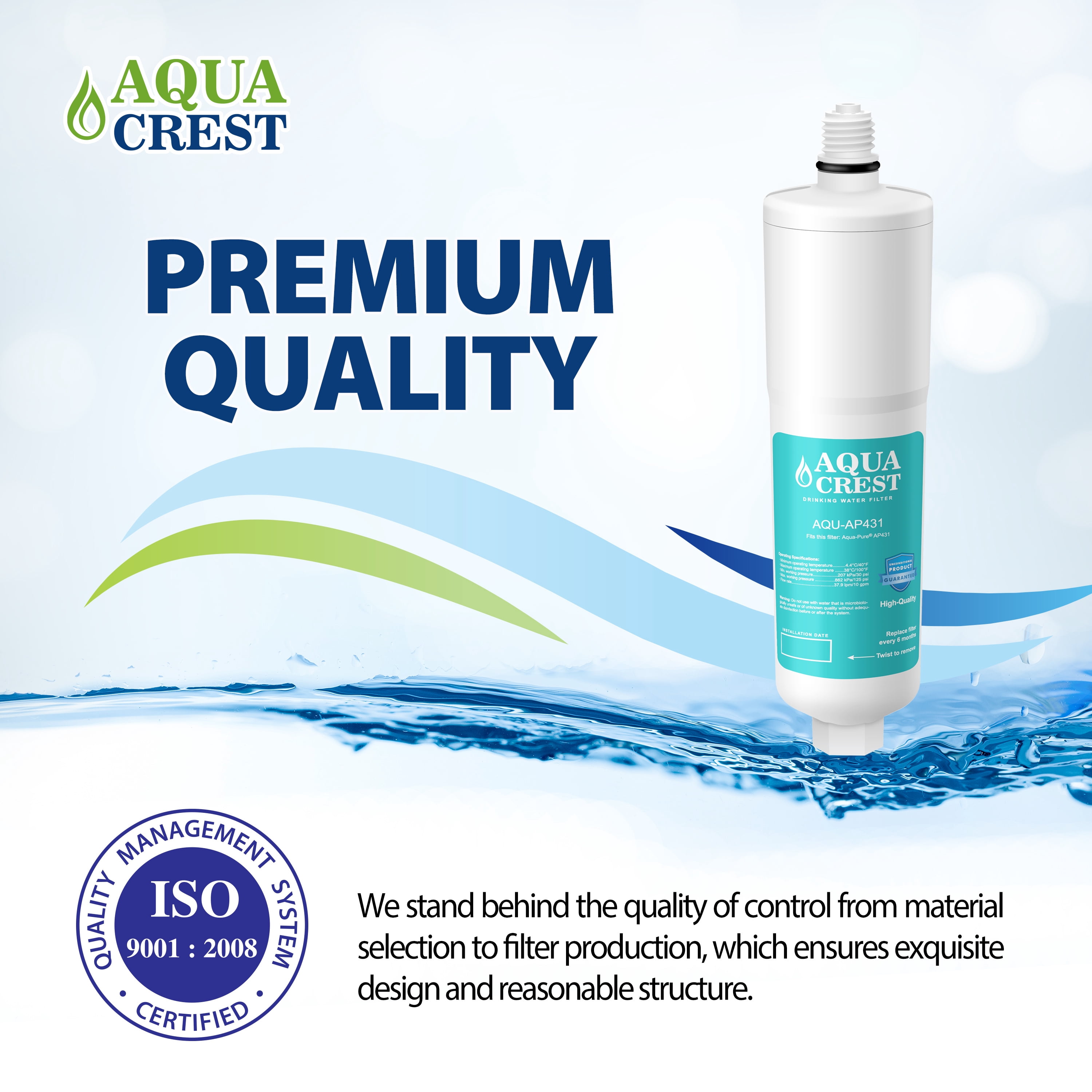 AQUACREST AP431 Replacement for AquaPure AP430, AP431 Hot Water Filtration Cartridge(Pack of 3)