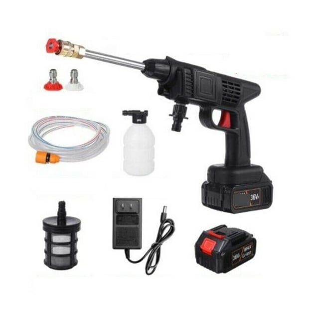 Laveuse à Haute Pression Sans Fil, Machine à Mousse Rechargeable pour Lavage de Voiture, Pistolet à Eau Électrique de Jardin, Réglable, pour Batterie 36 V